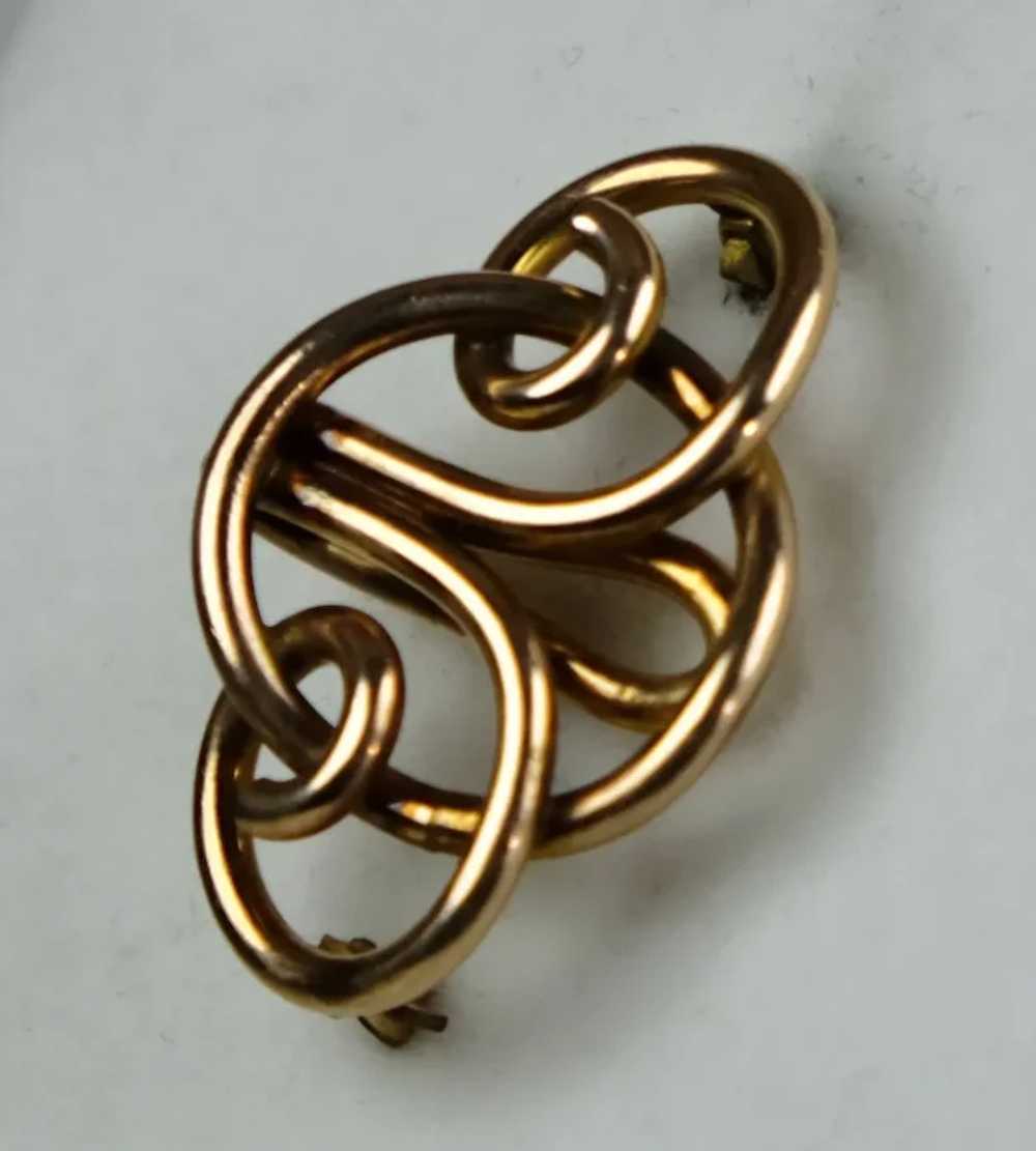 Art Nouveau 14K Gold Watch Pin with Hook - image 2