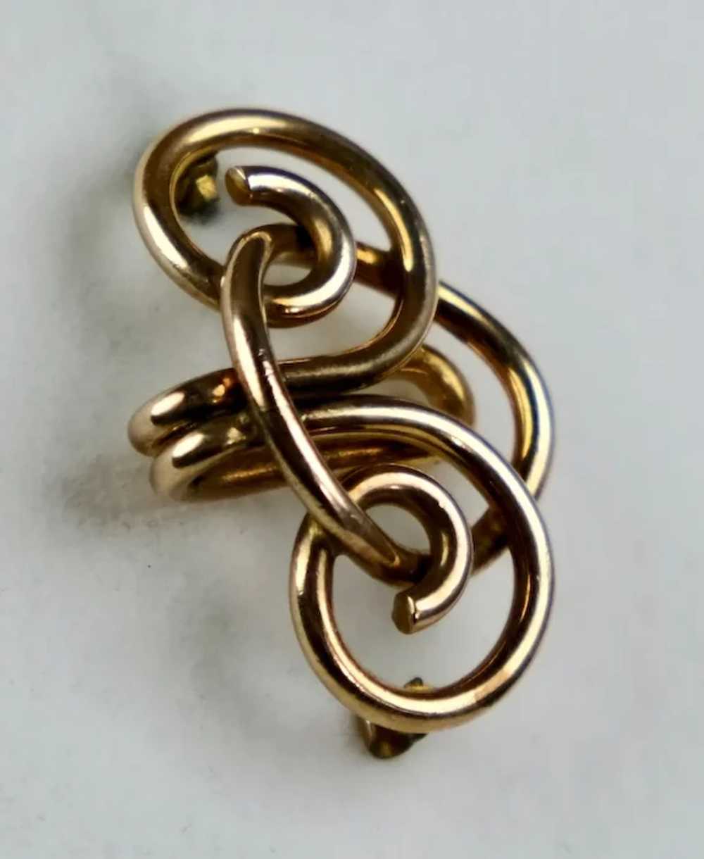 Art Nouveau 14K Gold Watch Pin with Hook - image 3