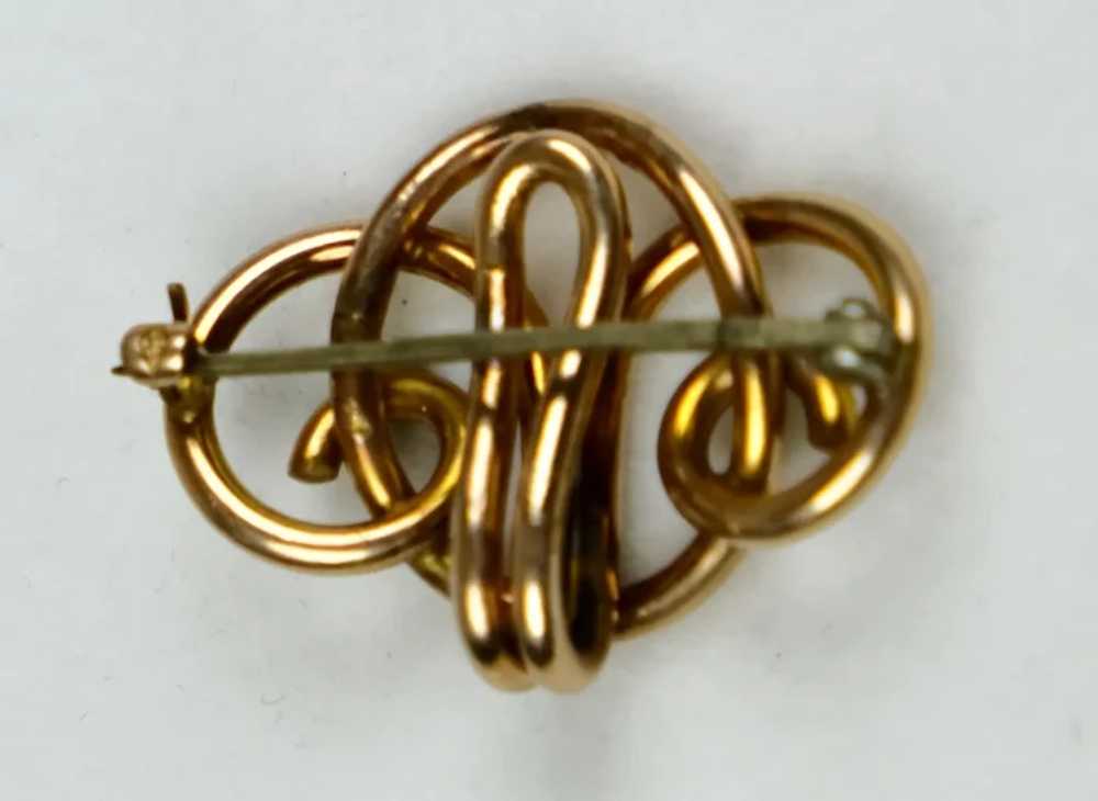 Art Nouveau 14K Gold Watch Pin with Hook - image 4