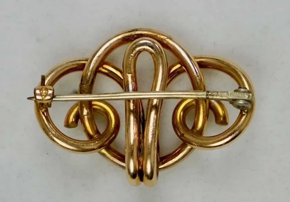 Art Nouveau 14K Gold Watch Pin with Hook - image 5