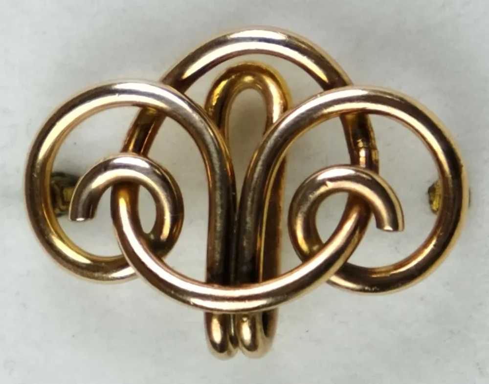 Art Nouveau 14K Gold Watch Pin with Hook - image 6