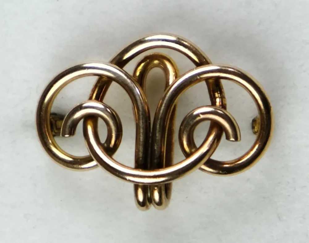 Art Nouveau 14K Gold Watch Pin with Hook - image 7