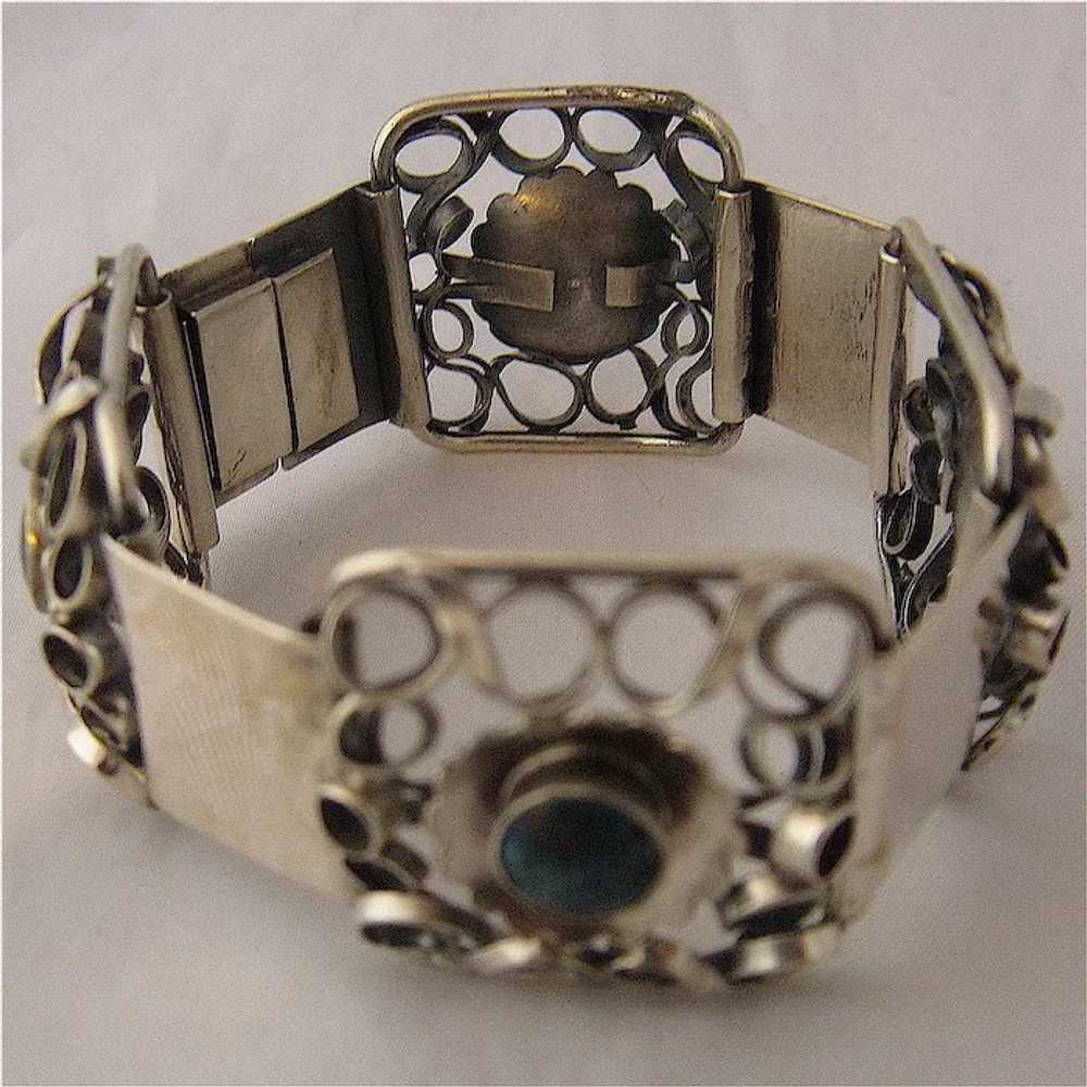 835 Silver Chrysocolla Link Bracelet Germany mid … - image 3