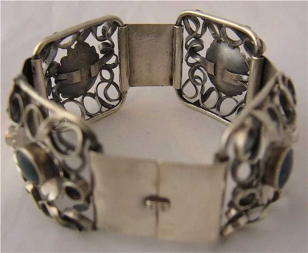 835 Silver Chrysocolla Link Bracelet Germany mid … - image 4