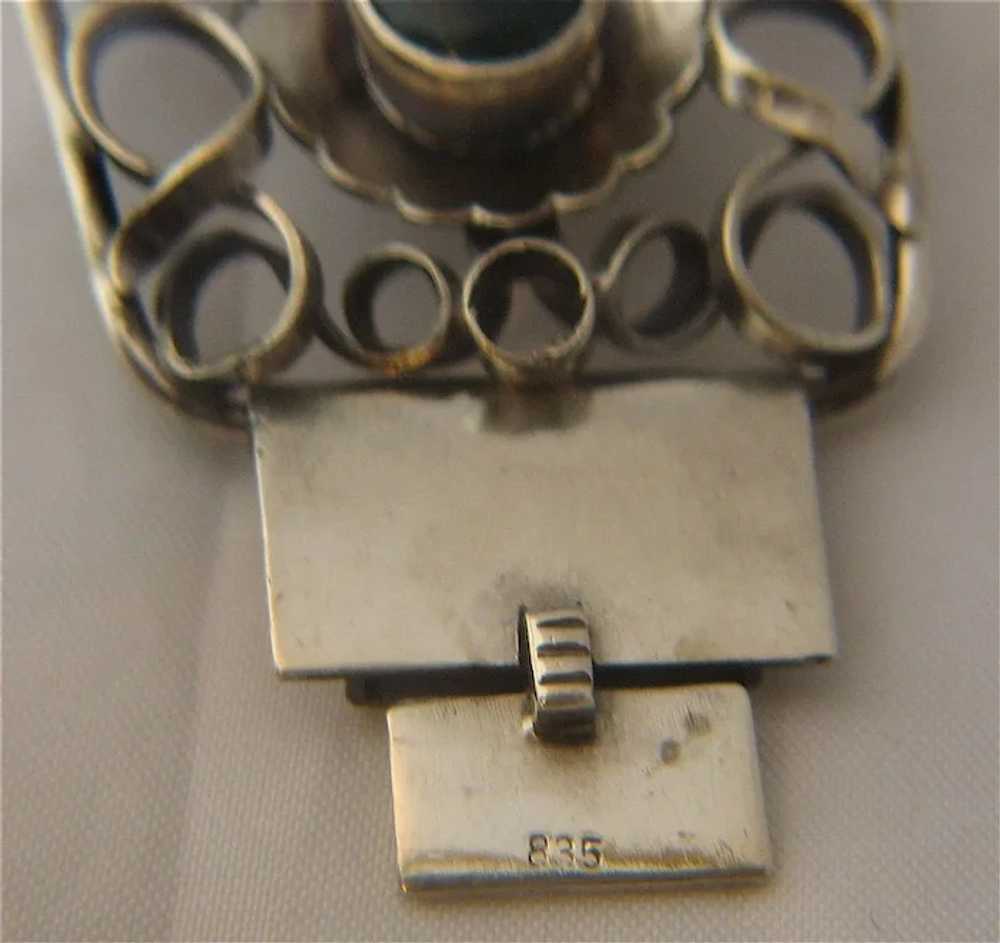 835 Silver Chrysocolla Link Bracelet Germany mid … - image 6