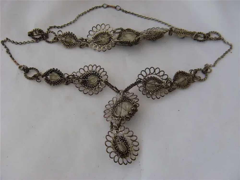 1930s Filigree Necklace & Bracelet Silver Plated … - image 6