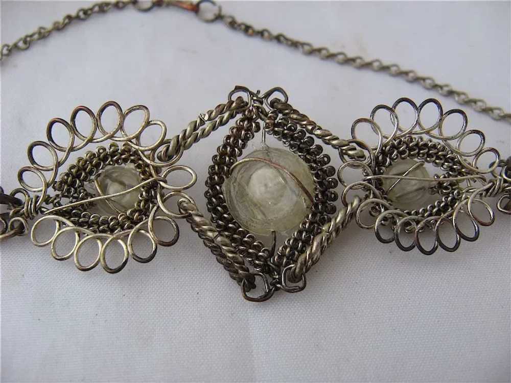 1930s Filigree Necklace & Bracelet Silver Plated … - image 7