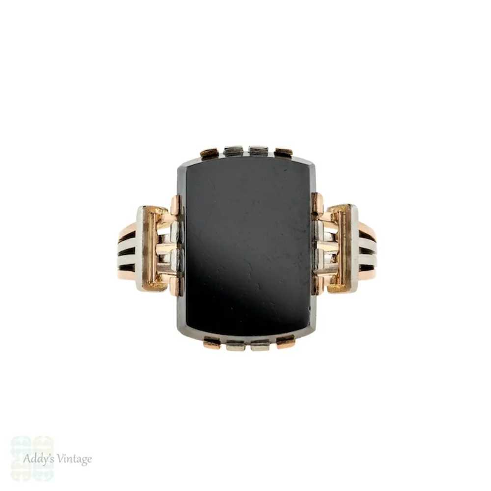 Retro Hematite Statement Ring, Vintage Mid-Centur… - image 2