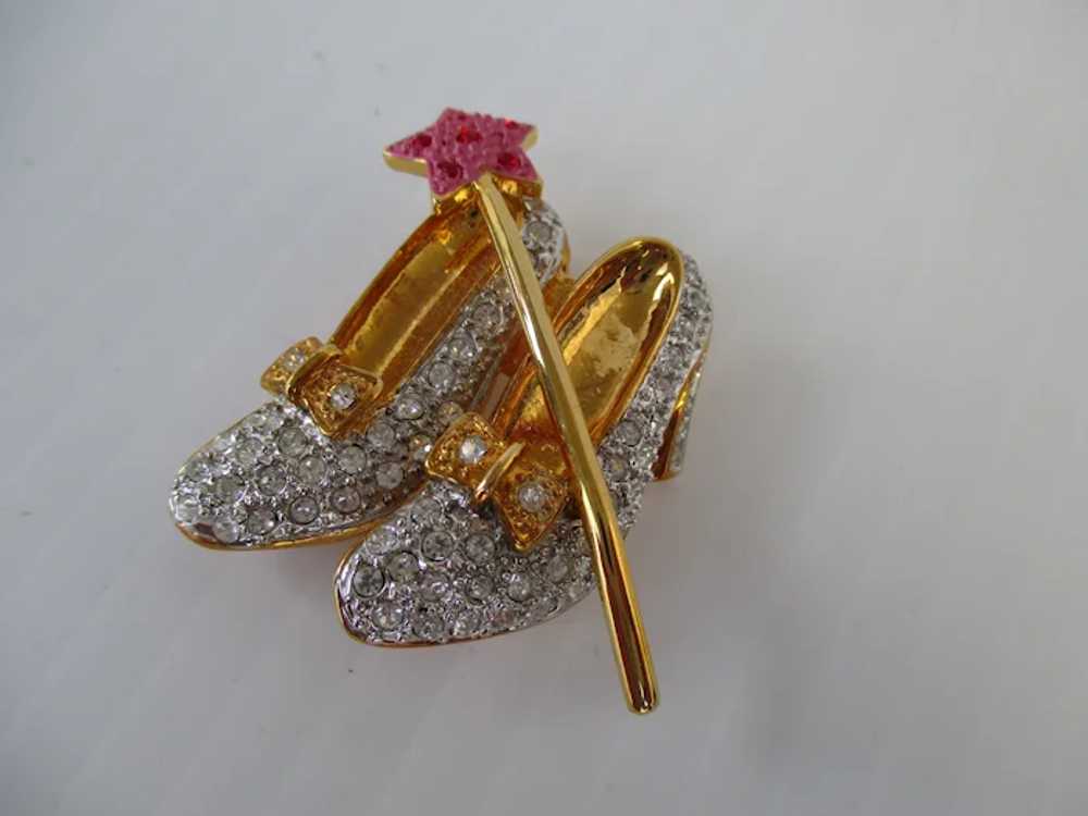 Dorothy Wizard of Oz Slippers Wand Brooch Vintage - image 2
