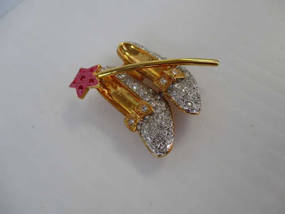 Dorothy Wizard of Oz Slippers Wand Brooch Vintage - image 3