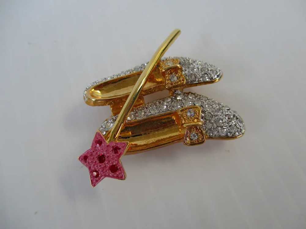 Dorothy Wizard of Oz Slippers Wand Brooch Vintage - image 4