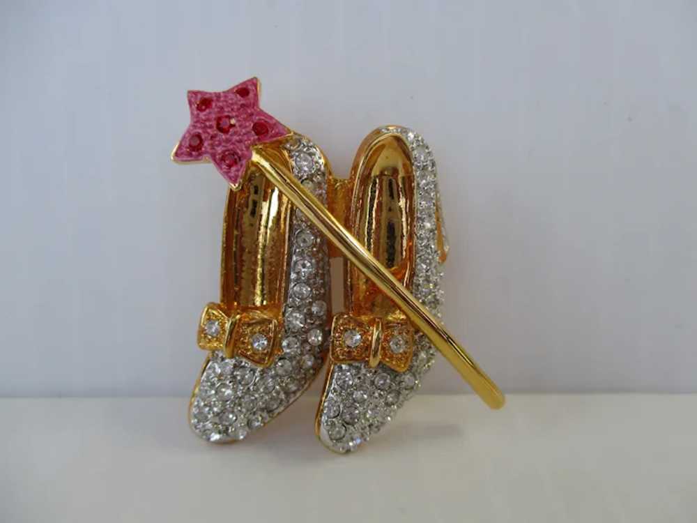 Dorothy Wizard of Oz Slippers Wand Brooch Vintage - image 5