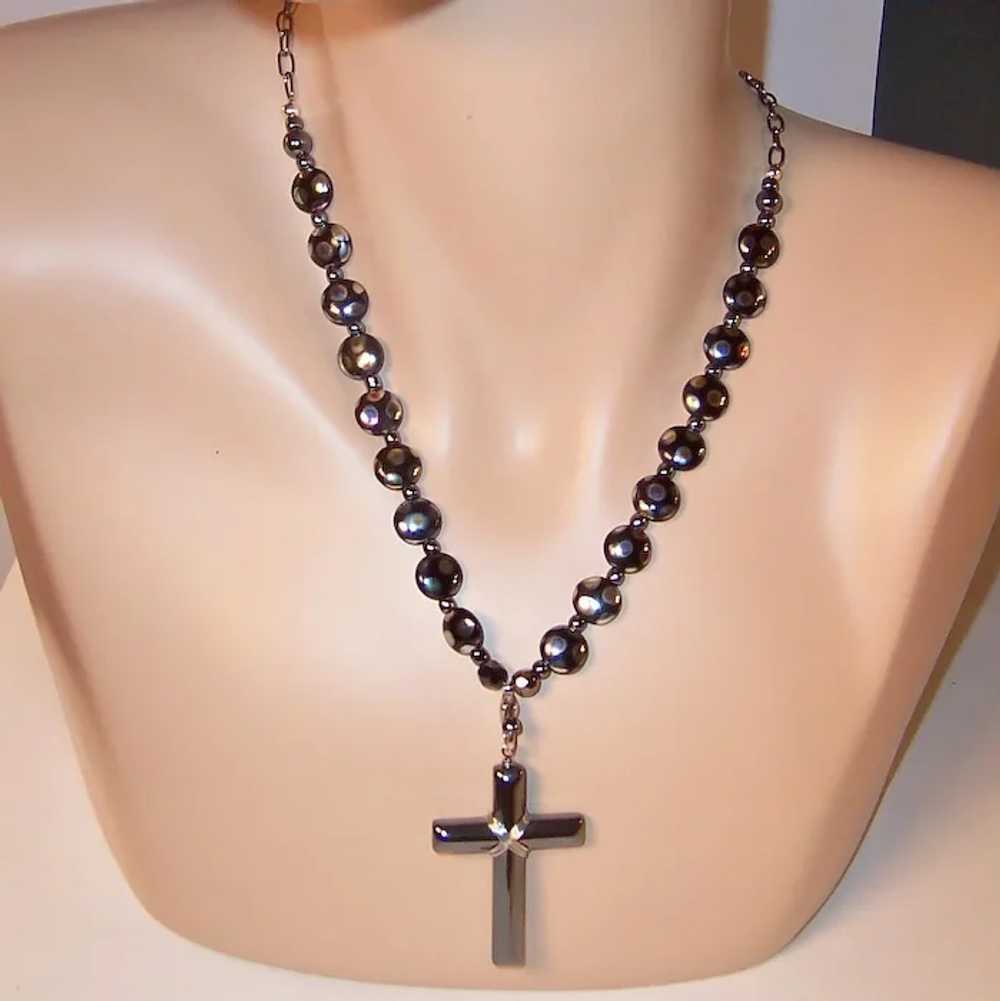 Hematite Cross and Czech Glass Unfailing Love Nec… - image 7