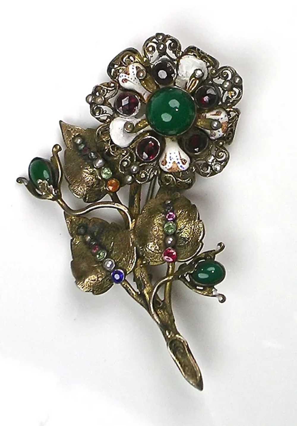 Exceptional Antique Hungarian Gemstones Enamel Fl… - image 6