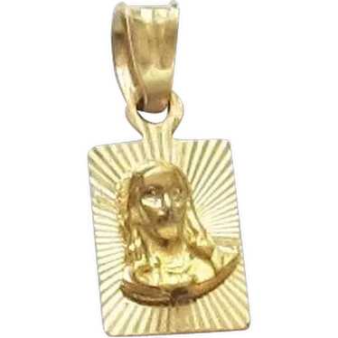 14K Yellow Gold Religious Medal, Pendant