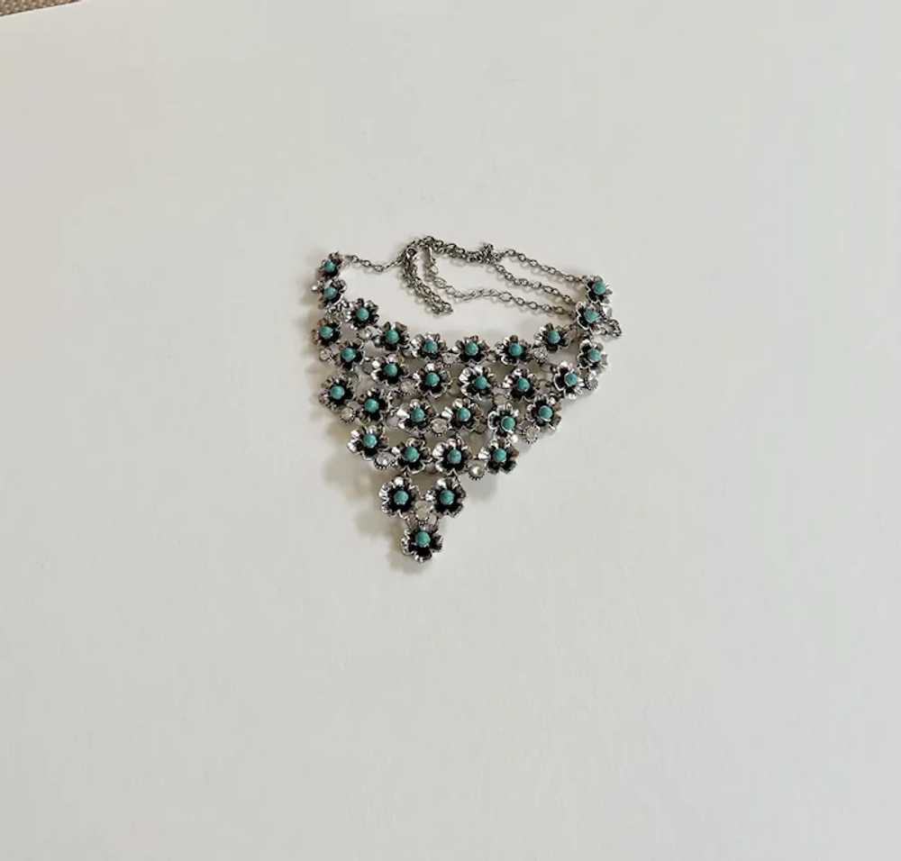 Silver Bib with Faux Turquoise Necklace - image 2