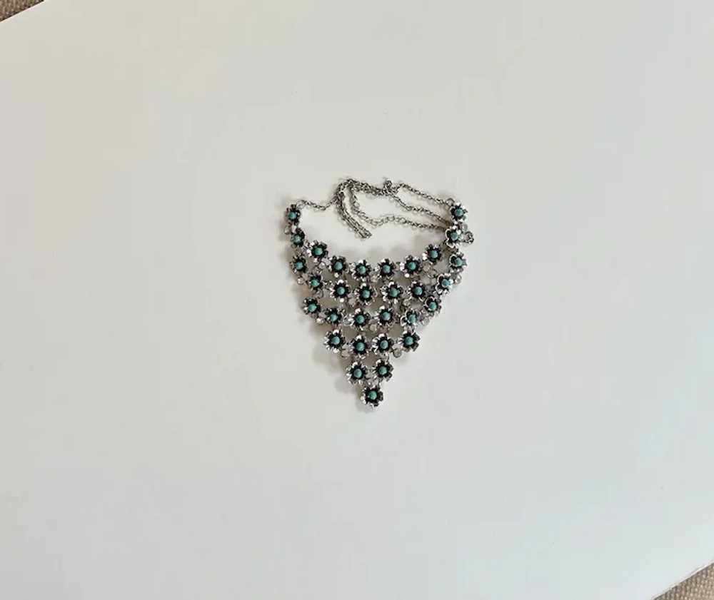 Silver Bib with Faux Turquoise Necklace - image 3
