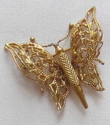 Delicate Vintage Gold Tone Butterfly Brooch