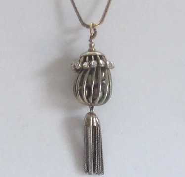 Vintage Chain Pendant Necklace-Tassel,Birdcage,Fa… - image 1