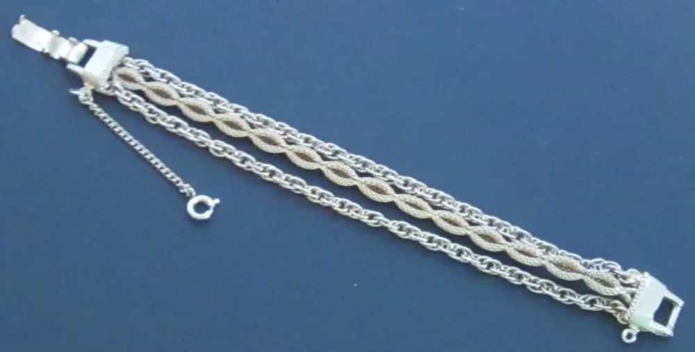 Three Strands Gold Tone Mesh Chain Bracelet - image 2