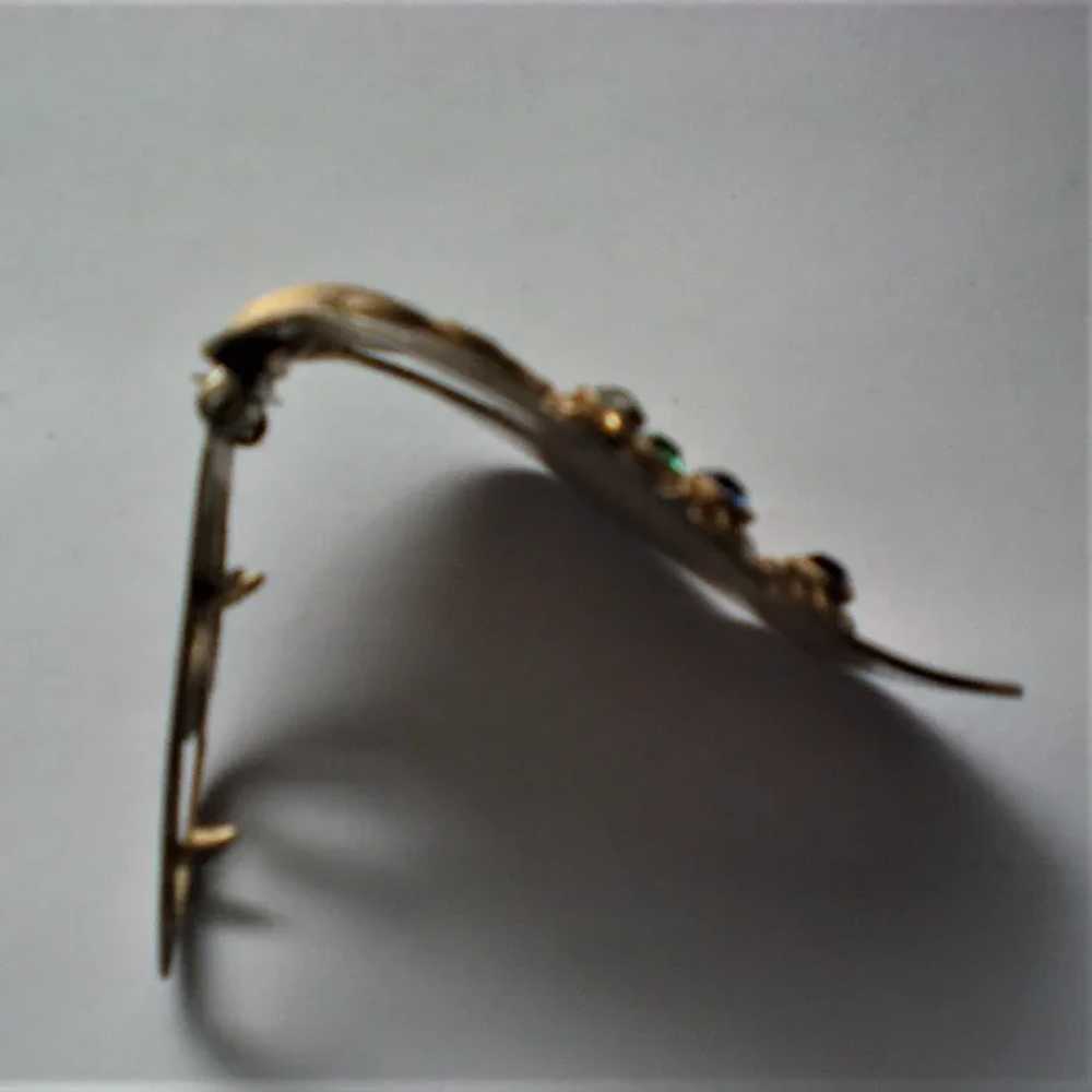 Gold tone Fur or Dress Clip with Rhinestones - image 3