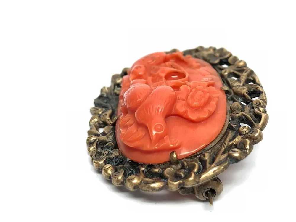 Amazing Antique Chinese Gild Hand Carved Salmon R… - image 2