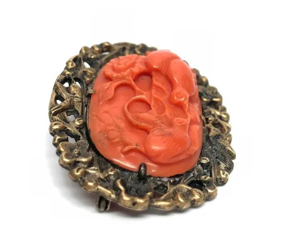 Amazing Antique Chinese Gild Hand Carved Salmon R… - image 3