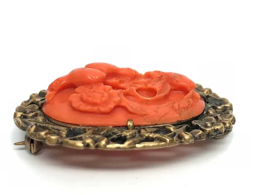Amazing Antique Chinese Gild Hand Carved Salmon R… - image 5