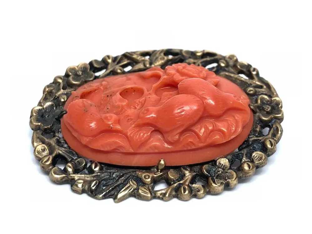 Amazing Antique Chinese Gild Hand Carved Salmon R… - image 6