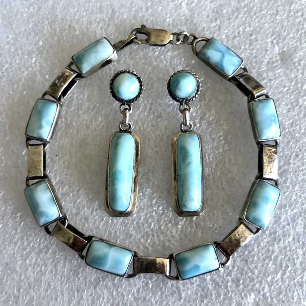 Vintage Natural Larimar Sterling Silver Linked Br… - image 11