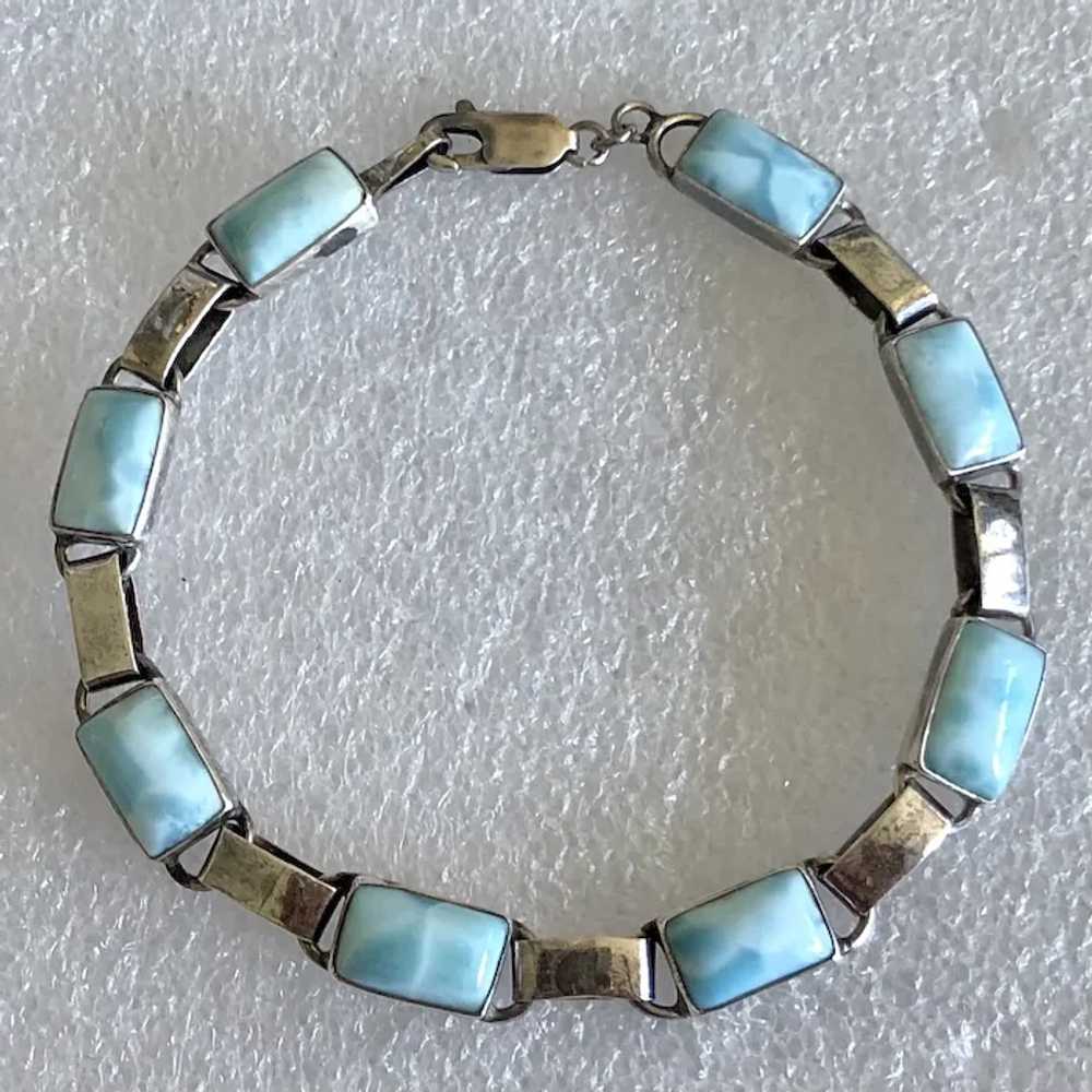 Vintage Natural Larimar Sterling Silver Linked Br… - image 6