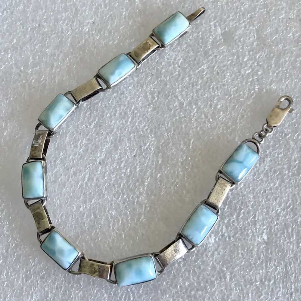 Vintage Natural Larimar Sterling Silver Linked Br… - image 7