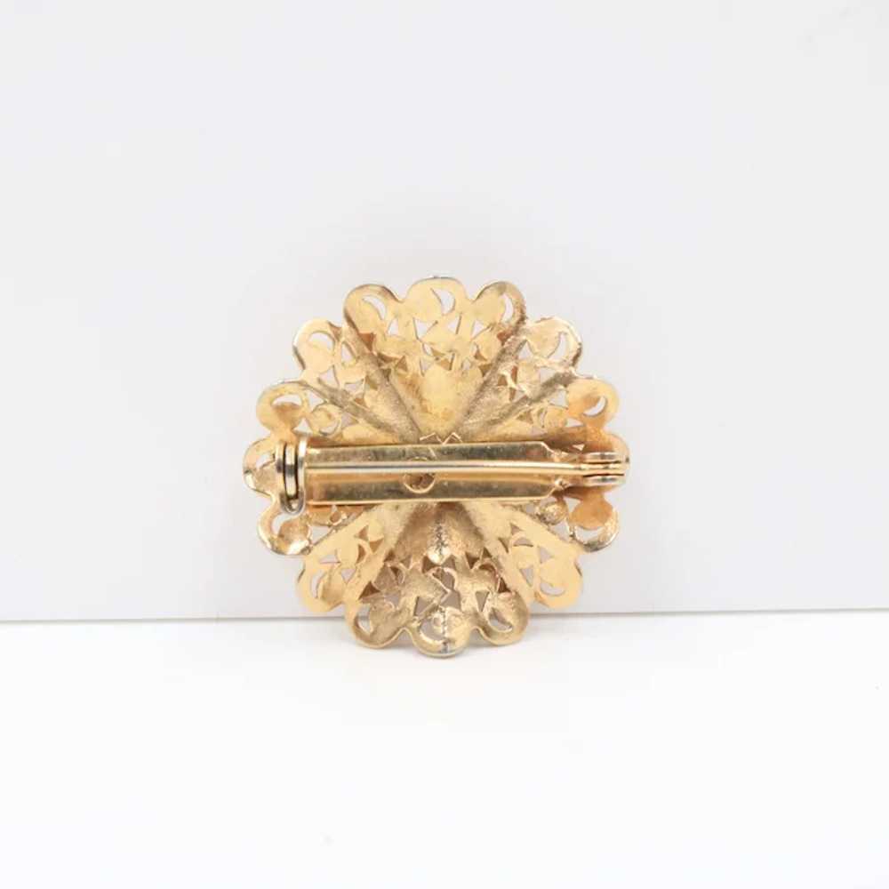 Brooch Pin Victorian Revival Pin Wheel Floral Fau… - image 4