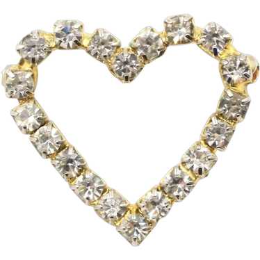 Brooch Pin Heart Rhinestone Figural - image 1