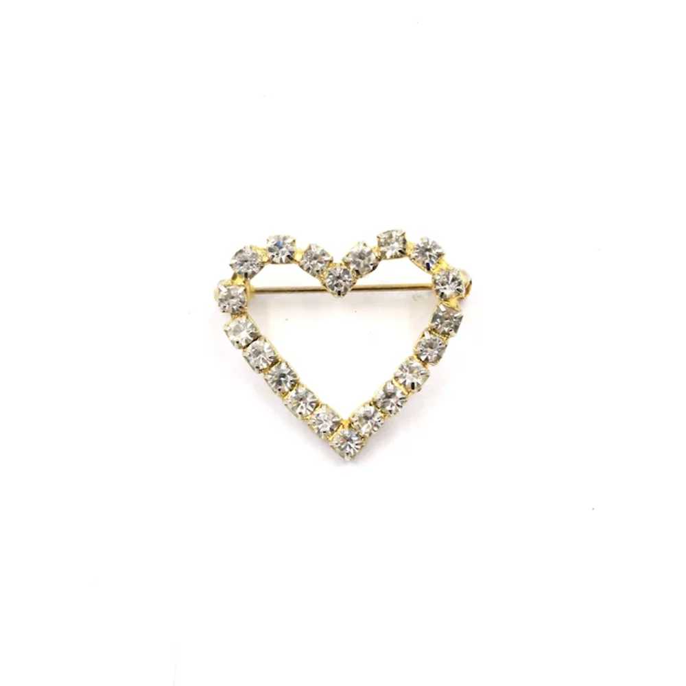 Brooch Pin Heart Rhinestone Figural - image 2