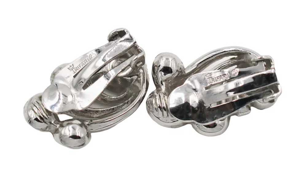Earrings Signed Crown Trifari Red Rhinestones - image 3