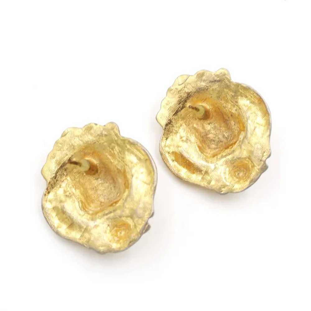 Earrings Lions Roaring Head Figural Gold Plated P… - image 5