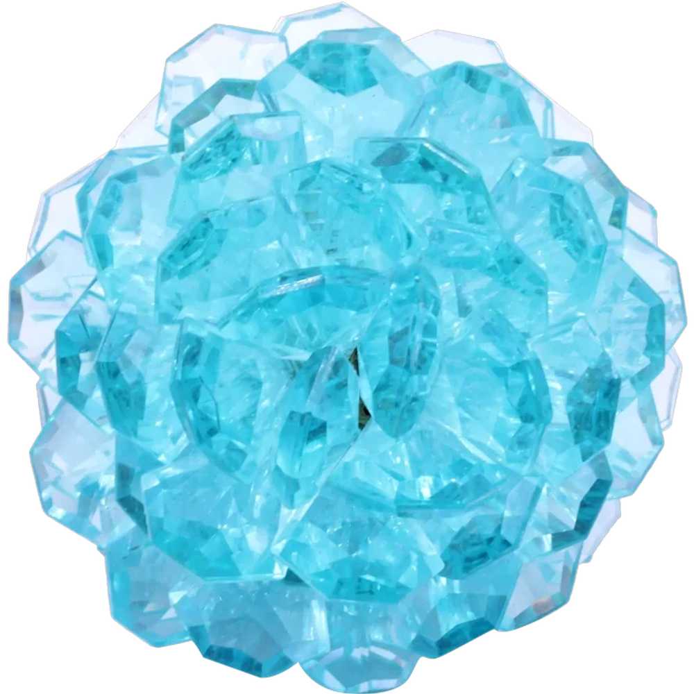 Brooch Pin Lucite Aquamarine Flower Hand Wired - image 1