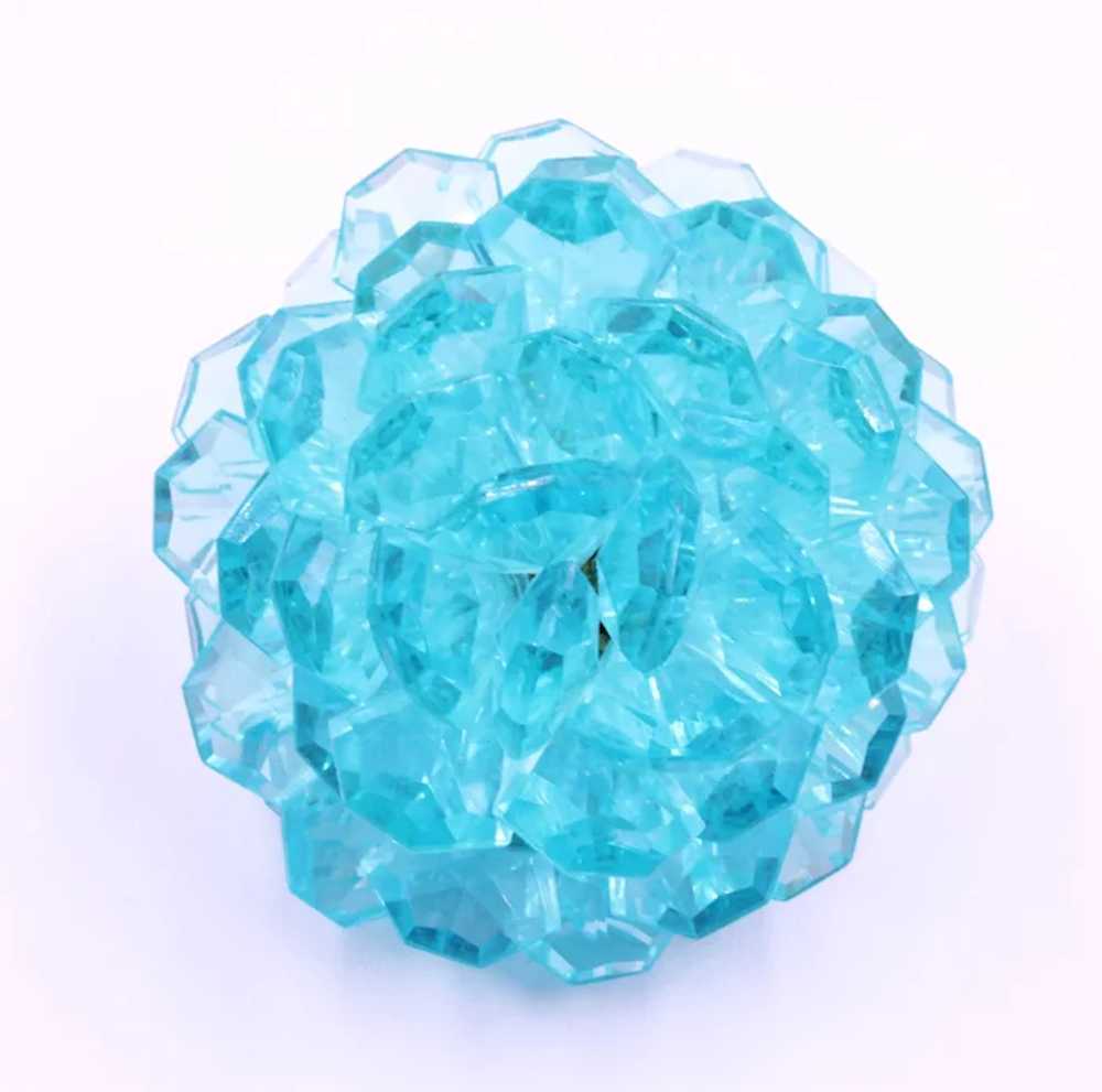 Brooch Pin Lucite Aquamarine Flower Hand Wired - image 3