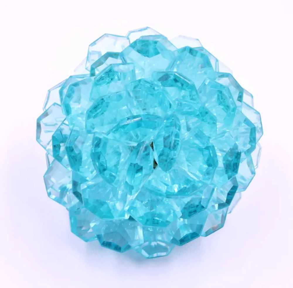 Brooch Pin Lucite Aquamarine Flower Hand Wired - image 4