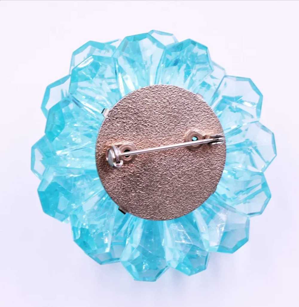 Brooch Pin Lucite Aquamarine Flower Hand Wired - image 6