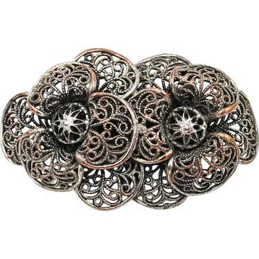 Brooch Pin 3D Full Bloom Double Flower Figural Pi… - image 1