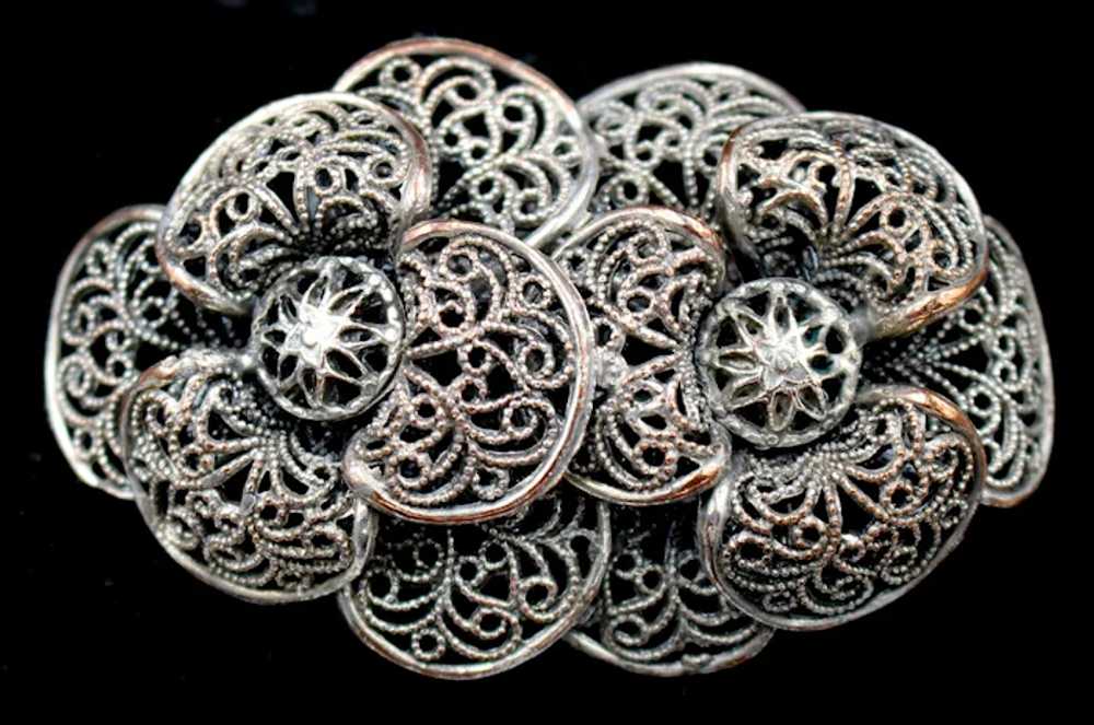 Brooch Pin 3D Full Bloom Double Flower Figural Pi… - image 2