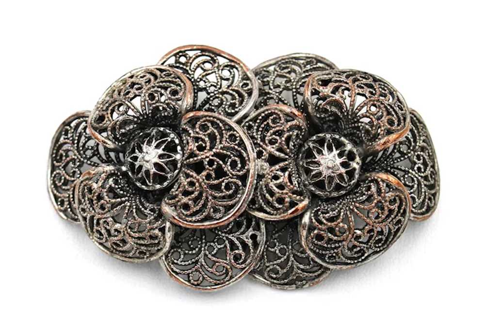 Brooch Pin 3D Full Bloom Double Flower Figural Pi… - image 3
