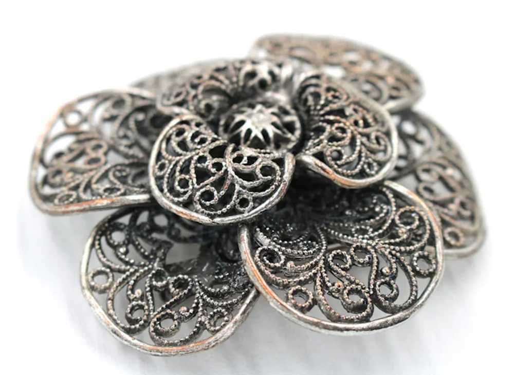 Brooch Pin 3D Full Bloom Double Flower Figural Pi… - image 4