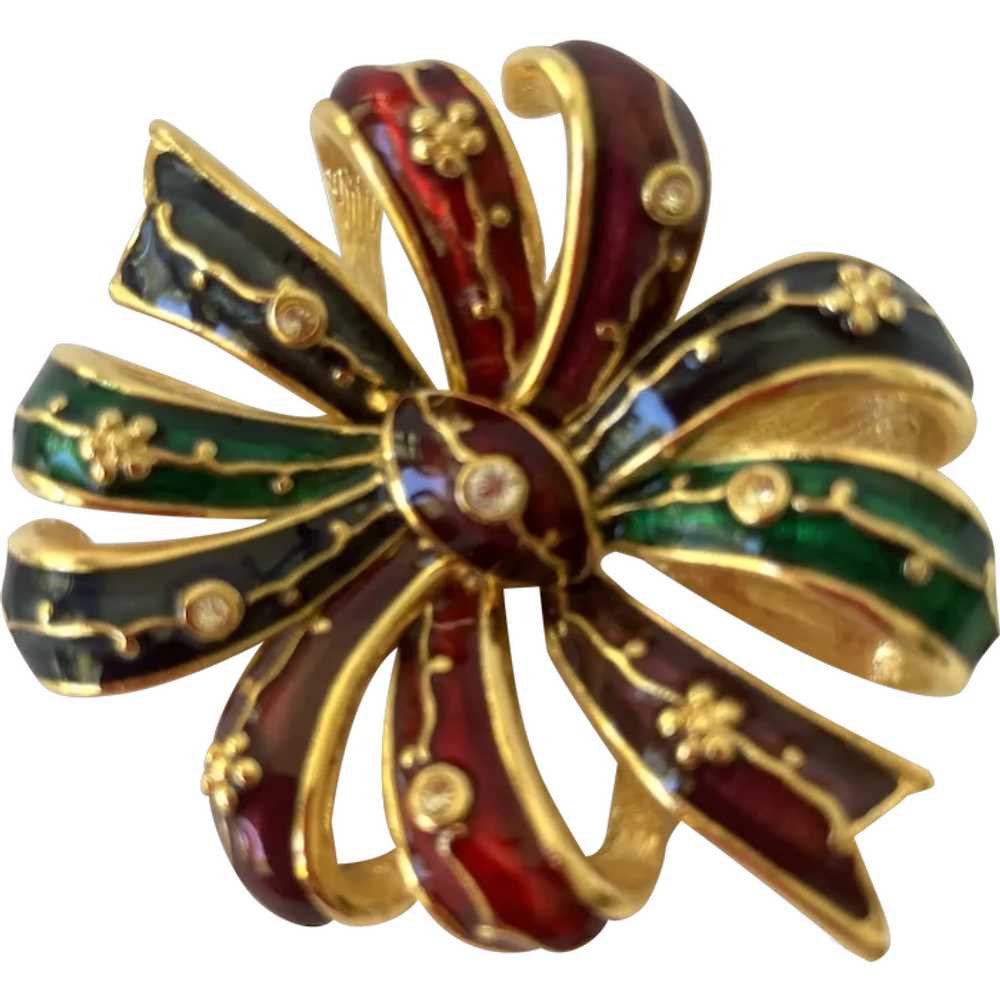 Vintage Joan Rivers Enamel Bow Pin/Brooch - image 1