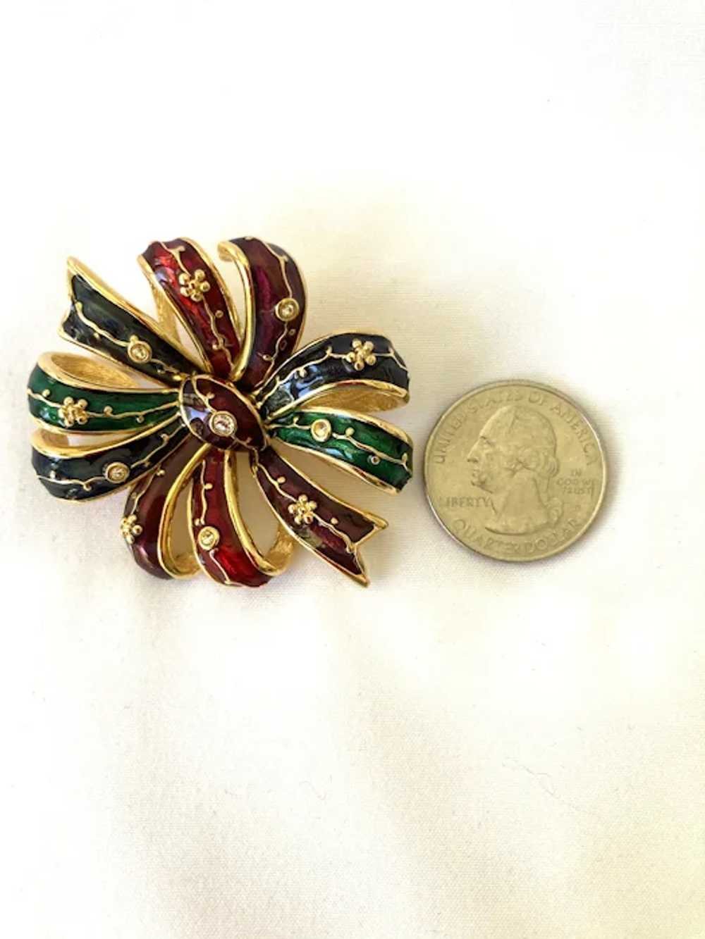 Vintage Joan Rivers Enamel Bow Pin/Brooch - image 4