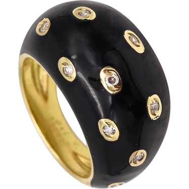 Piaget Paris Panther Domed Enamel Cocktail Ring In