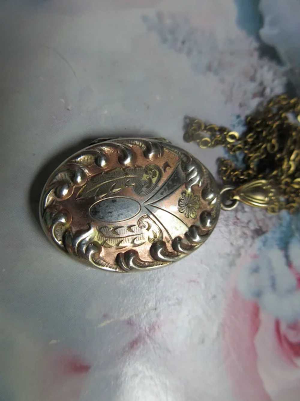 Older Vintage Picture Locket Necklace in Gold Fill - image 7