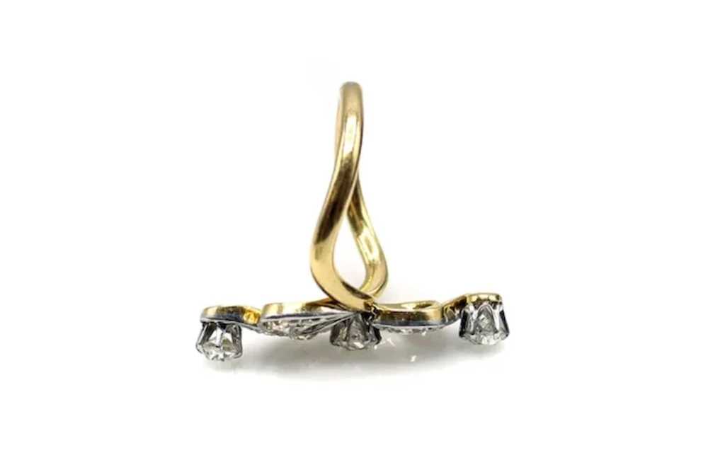 Belle-Époque Diamond Platinum on Gold Scroll Ring - image 3